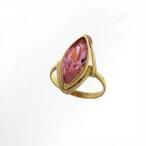 Anello Spoletta con pietra Quarzo rosa in oro giallo 18kt