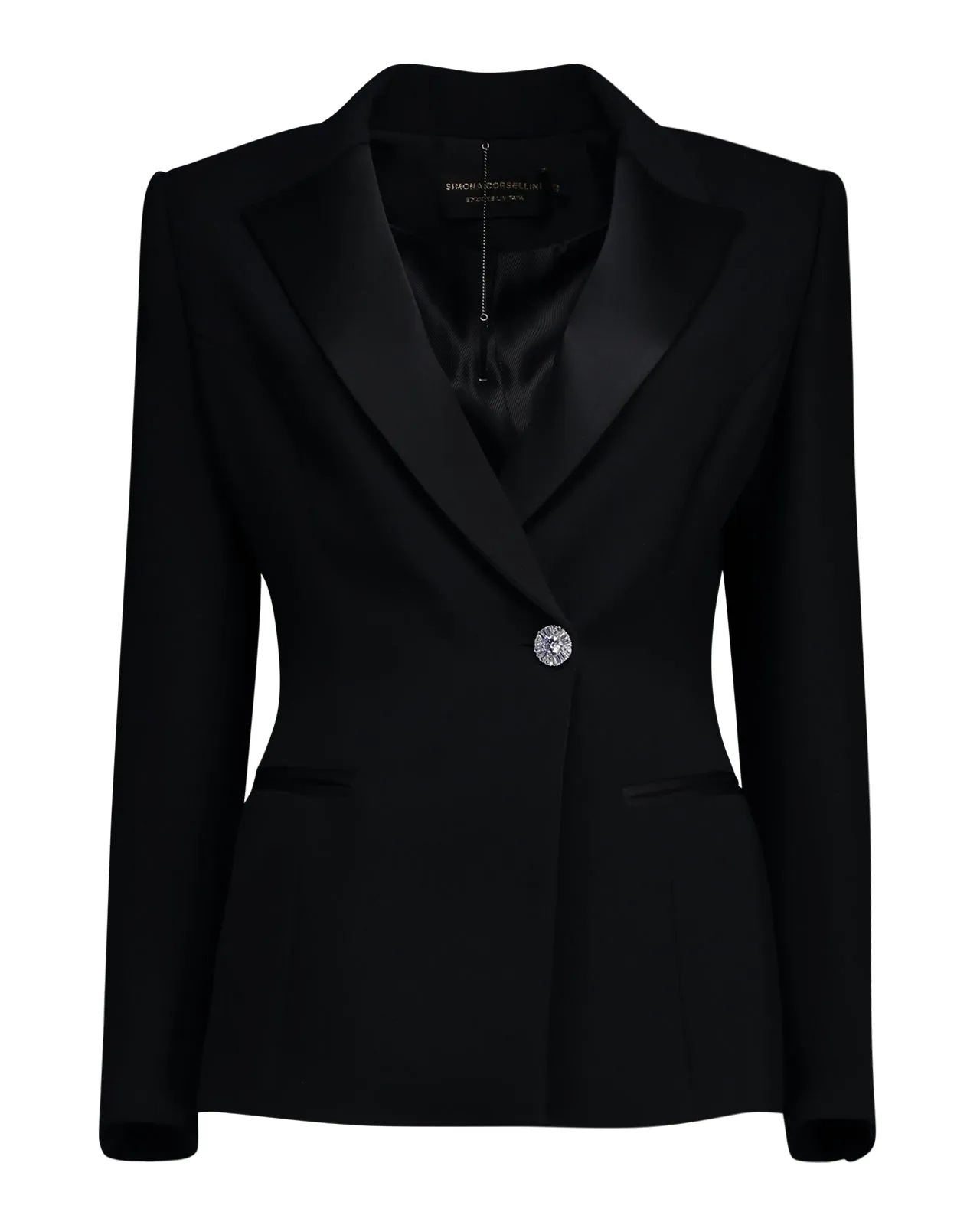 Blazer bottone gioiello nero