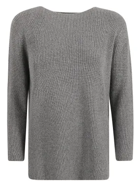 FABIANA FILIPPIBRILLIANT MERINO WOOL ENGLISH RIB BOATNECK SWEATER Nebbia