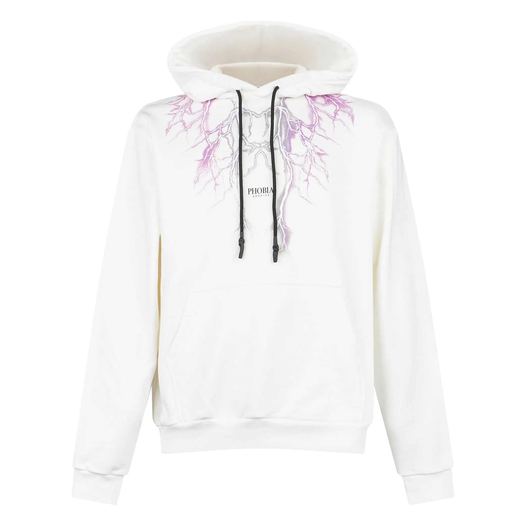 Felpa Leggera Cappuccio Uomo Lightning Hoodie White/purple/grey