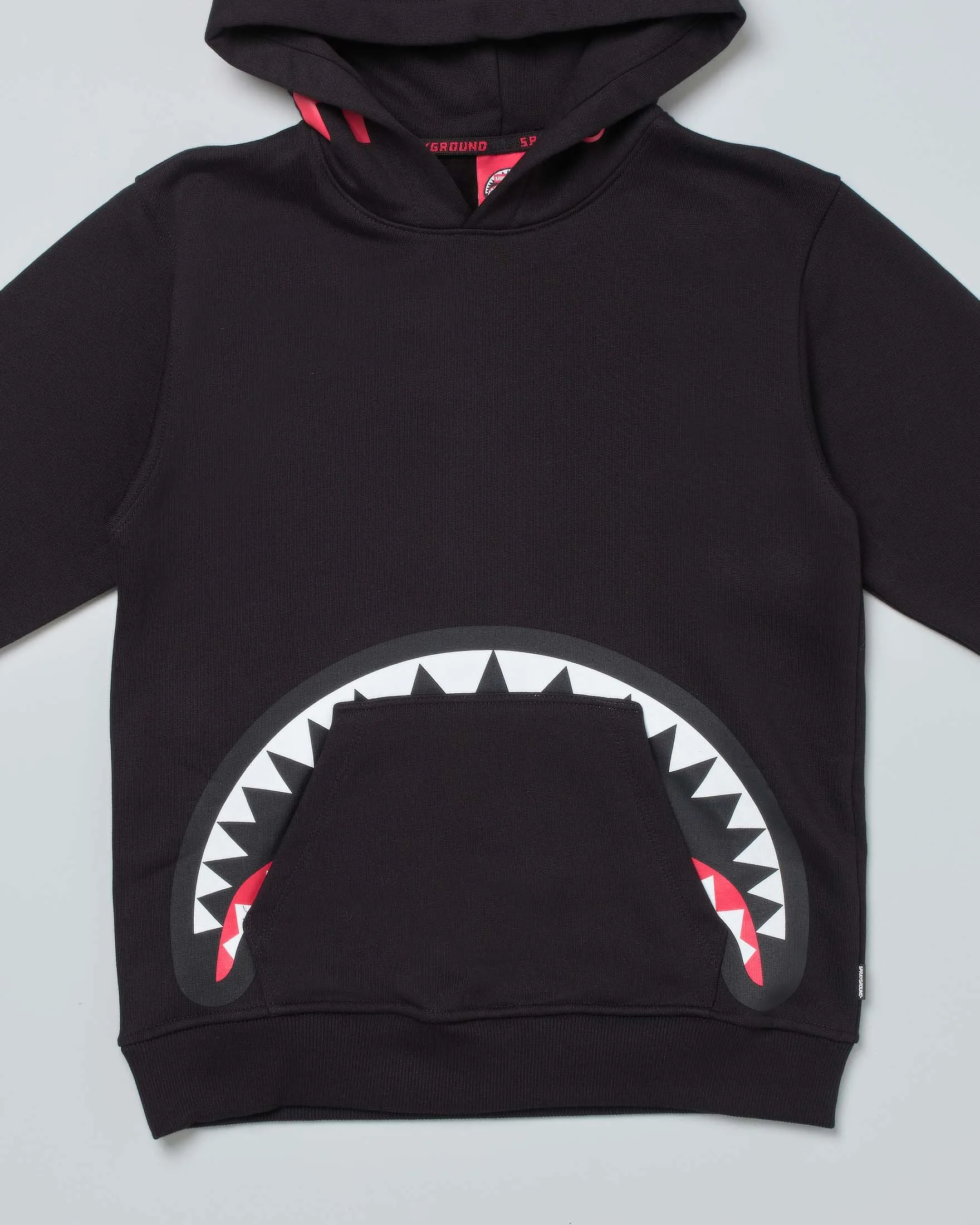 Felpa nera 'Hidden Shark' in cotone con cappuccio e tasca a marsupio 10-16 anni