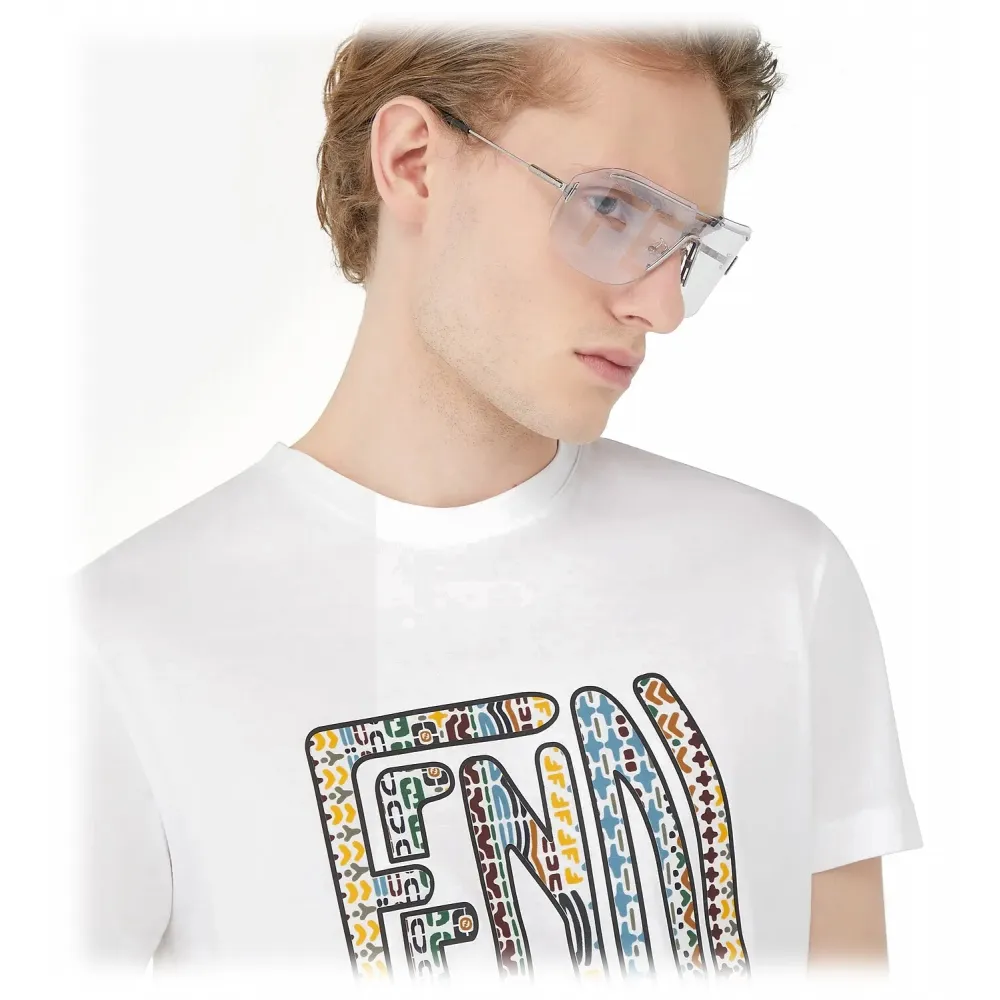Fendi - Fendi Code - Occhiali da Sole a Mascherina - Argento - Occhiali da Sole - Fendi Eyewear