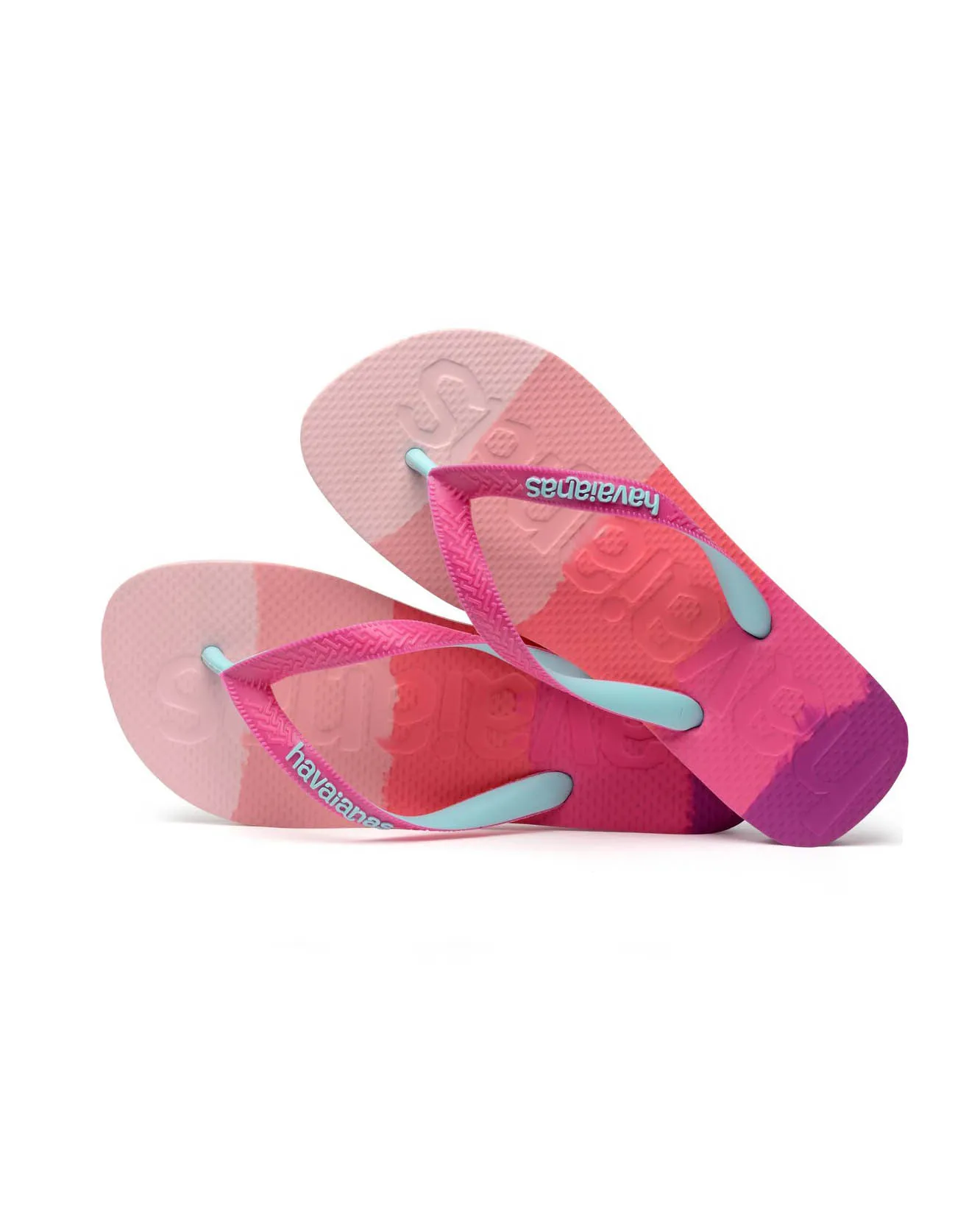 Havaianas Top logomania a righe sui toni del rosa e del fucsia con fascette logate bicolore