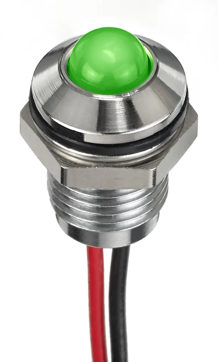 Indicatore da pannello RS PRO Verde  a LED, 12V cc, IP67, Sporgente, foro da 8mm