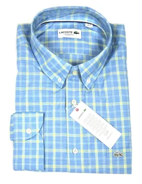 Lacoste camicia uomo scacco botton down ch6045 classic fit
