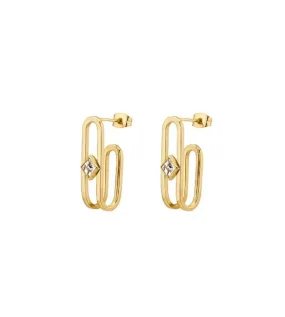 Orecchini Donna Gioielli Brosway Emphasis in acciaio pvd oro e cristalli crystal beh25
