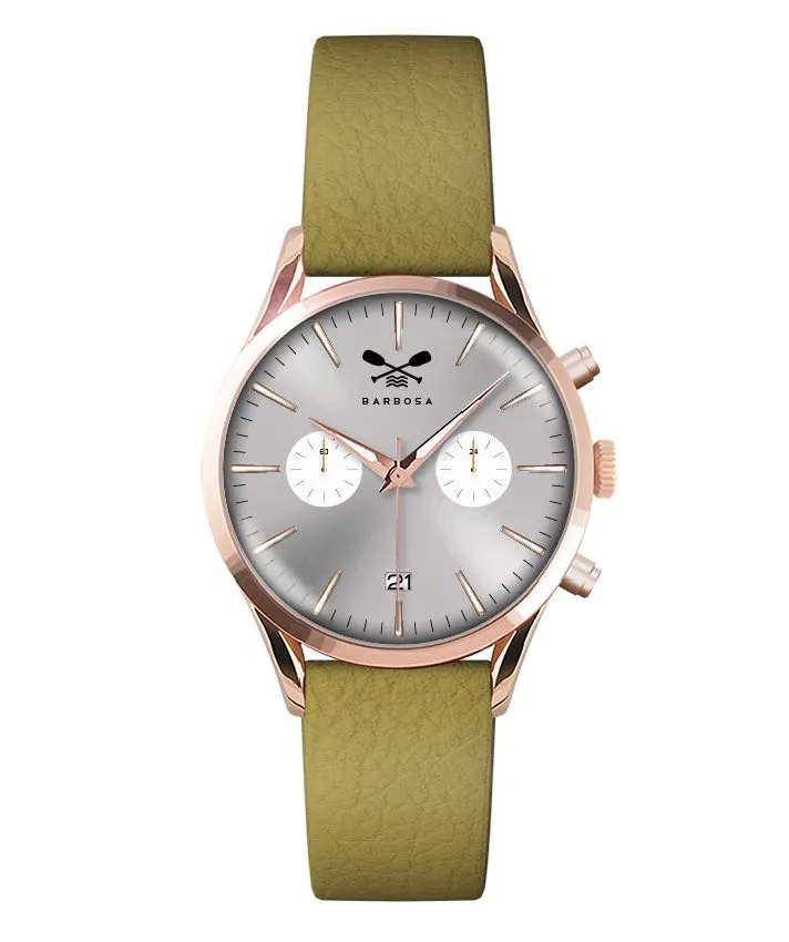 OROLOGIO CRONO SUNRAY GRIGIO dm. 36,5 PELLE STAMPA OCRA