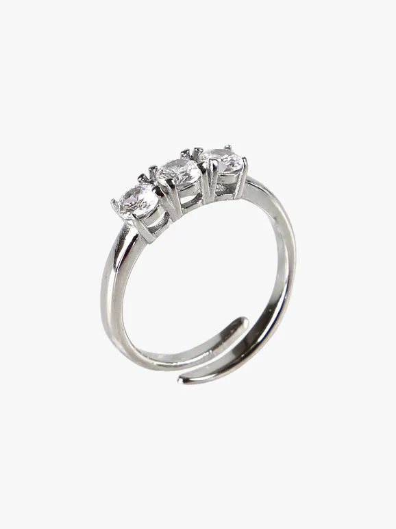 Rejena Bague femme réglable avec un trio de zircons