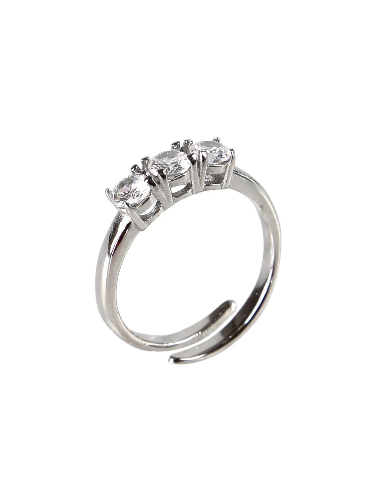 Rejena Bague femme réglable avec un trio de zircons