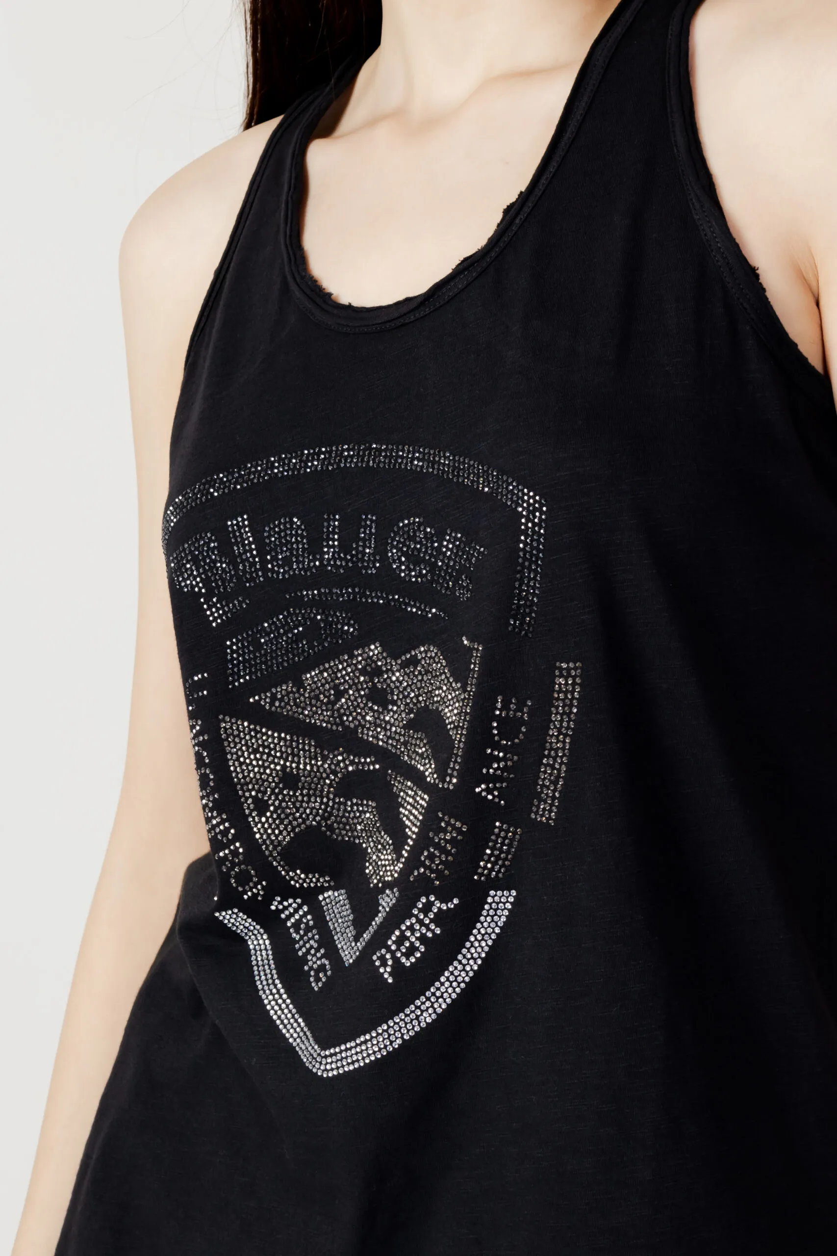 T-shirt Blauer. logo paillettes Nero
