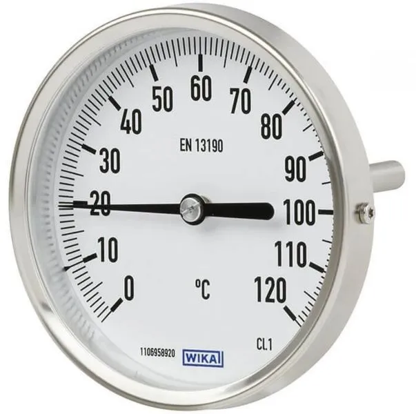 Termometro a quadrante WIKA, 0 → 160 °C Classe 1 secondo EN 13190, Ø quadrante 160mm, Quadrante