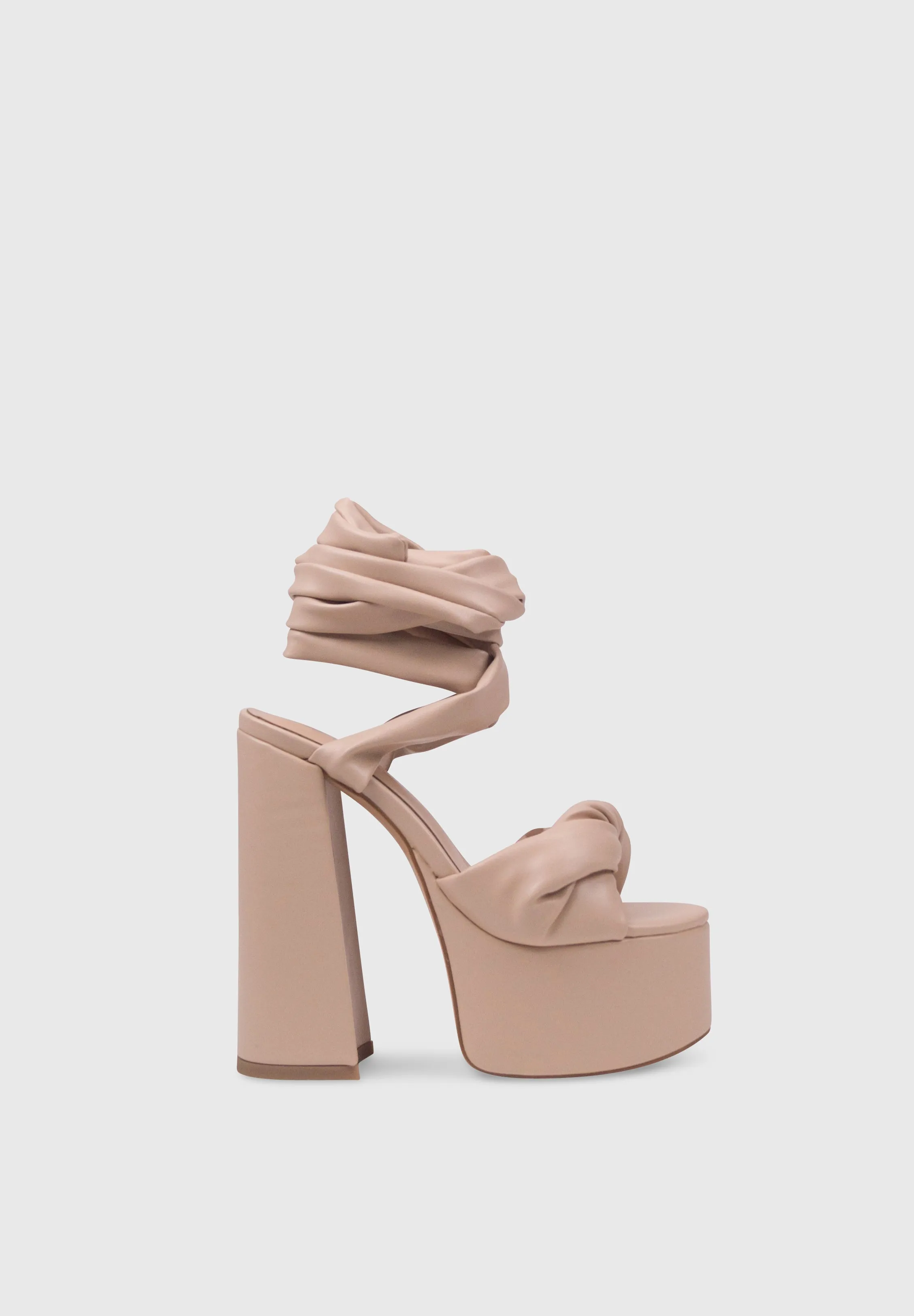 THYRA Nude - Tacchi plateau alto lacci in caviglia