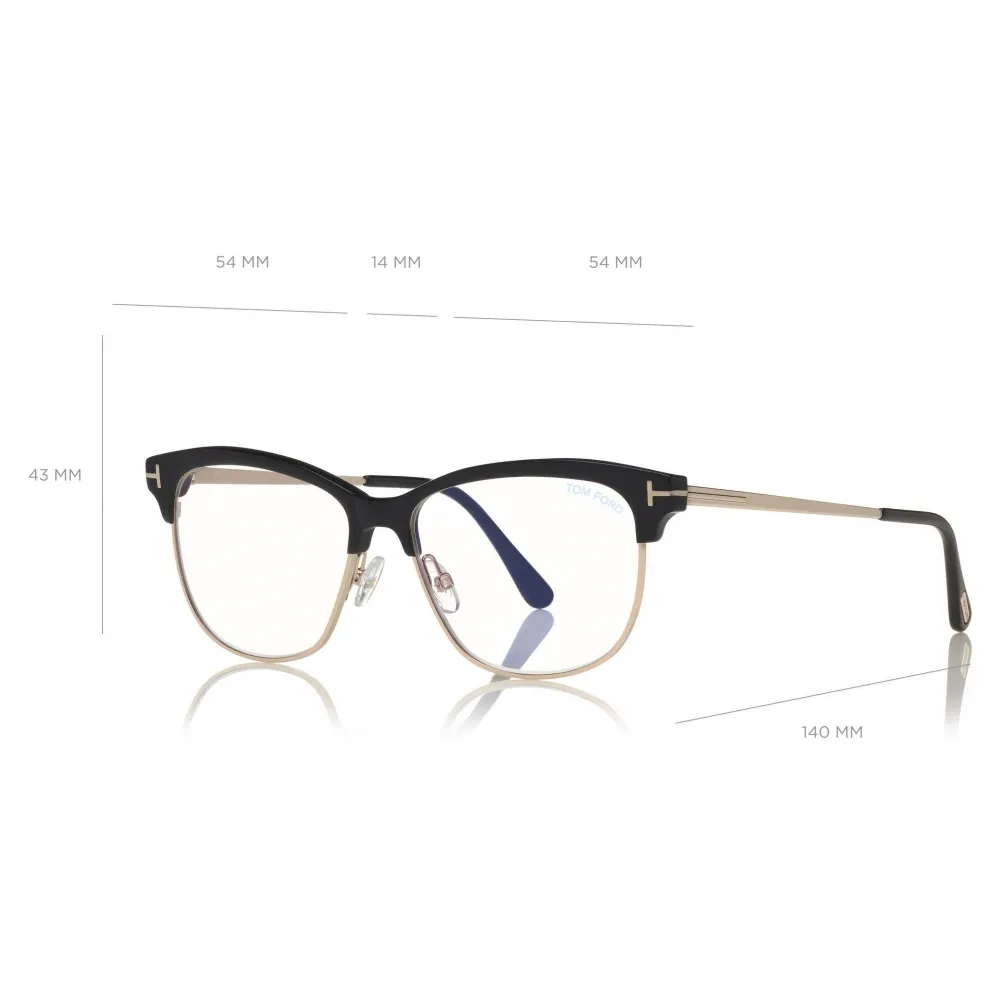 Tom Ford - Blue Block Browline Opticals Glasses - Occhiali da Vista Quadrati - Nero - FT5546-B -Tom Ford Eyewear