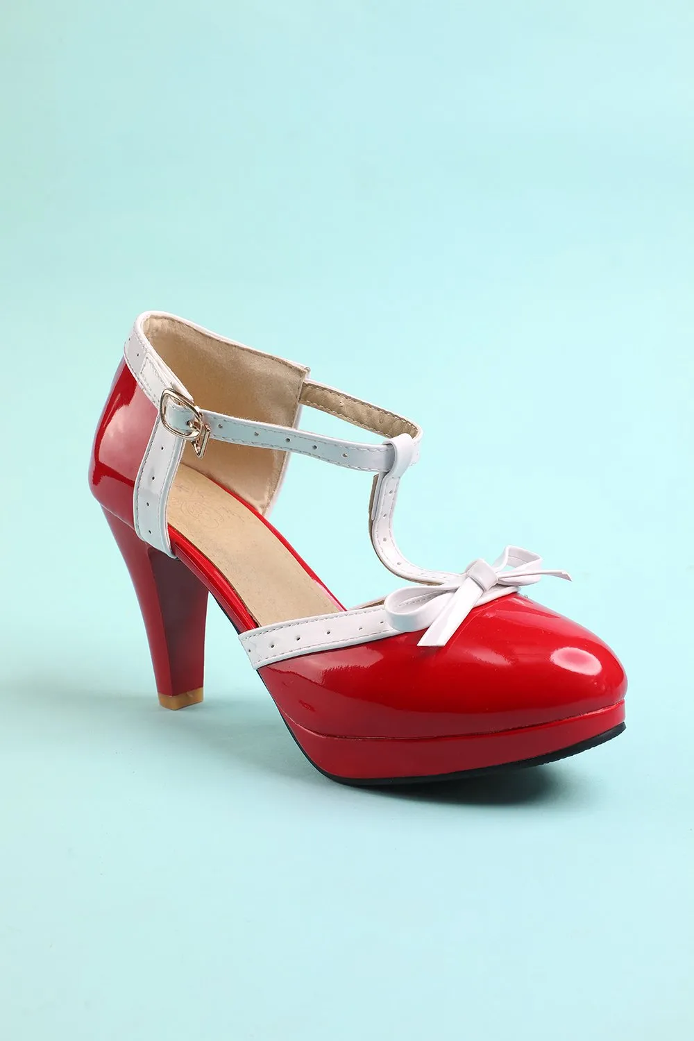 Vintage Rosso T-Strap Tacchi